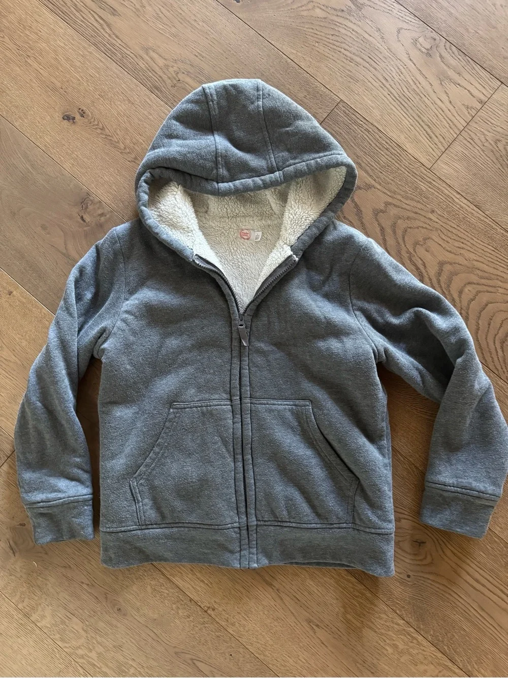 Gray Sherpa-Lined Hooded Jacket